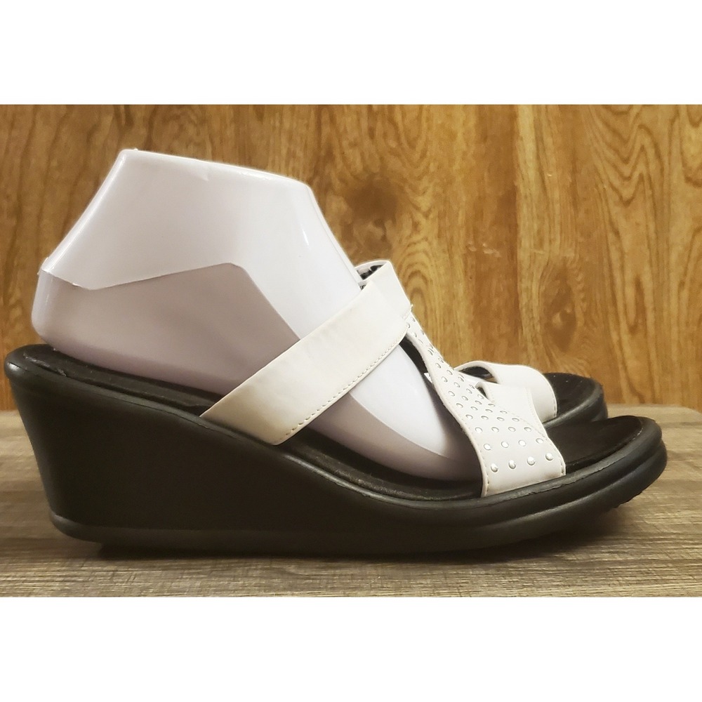 Skechers‎ Slip On Wedge Sandals Women's Size 11 White